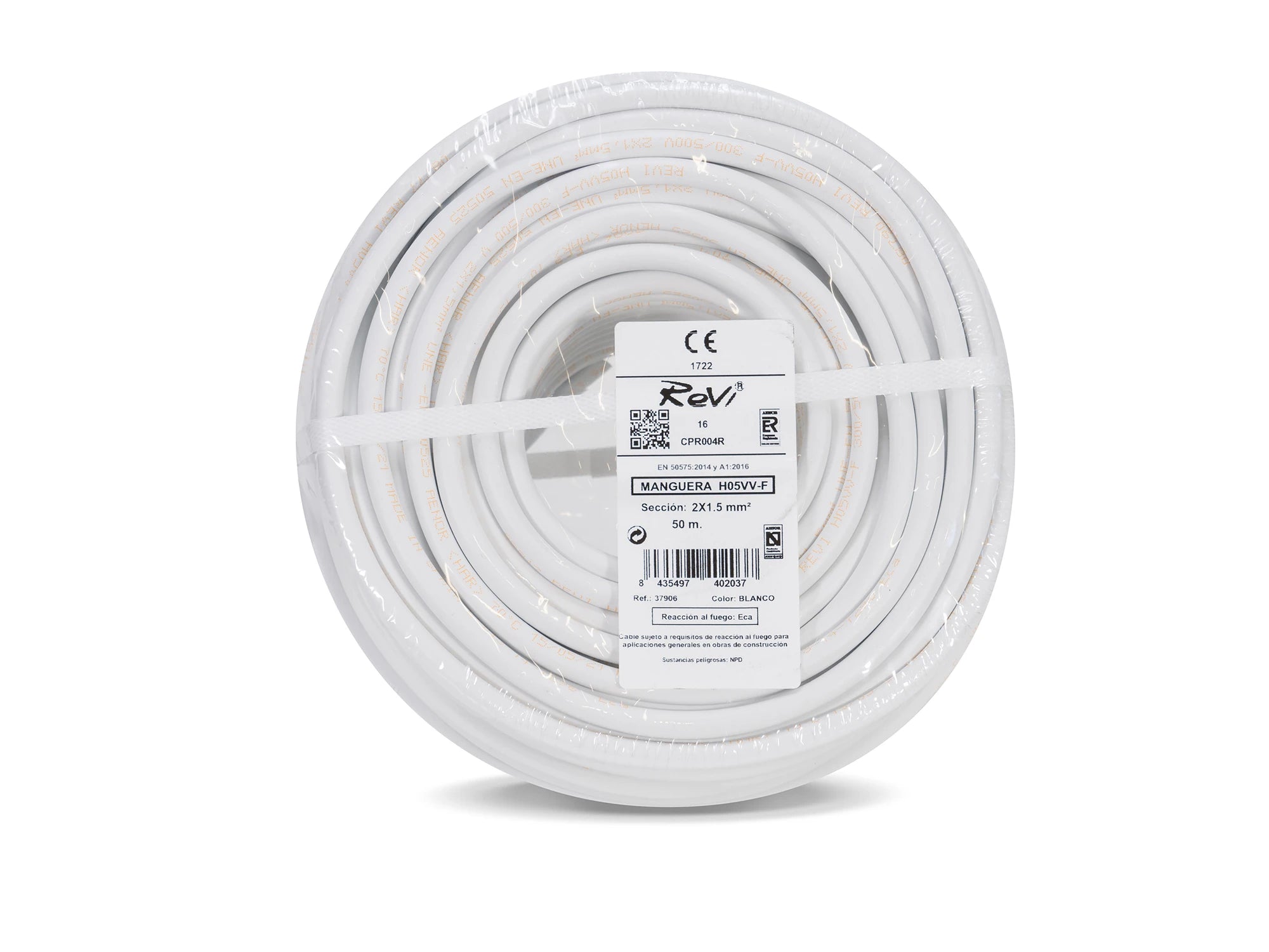 CABLE ELÉCTRICO H05VV-F 2X1.5MM2 BLANCO 50M