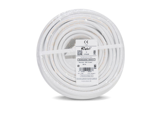 CABLE ELÉCTRICO H05VV-F 2X1.5MM2 BLANCO 50M