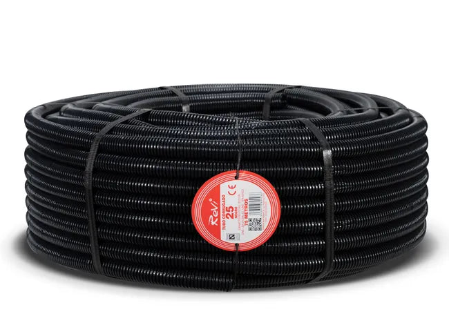 TUBO CORRUGADO ARTICULADO NEGRO 25MM 75M